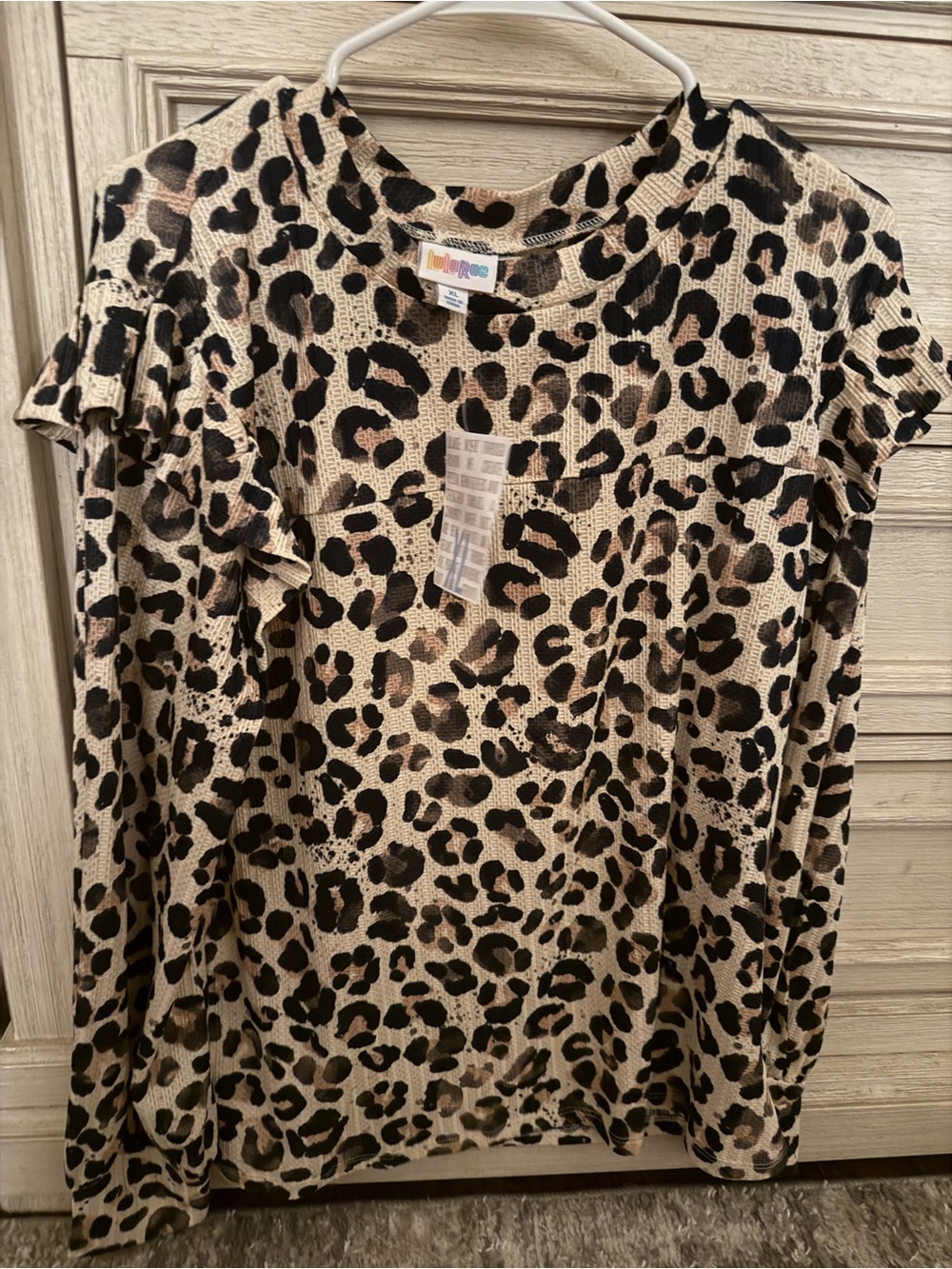 LuLaRoe Brielle Leopard Print Long Sleeve Top - Beige and Black